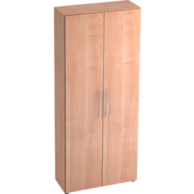 Schrank TARA, 5 Ordnerhöhen, Flügeltüren, 1 fester Zwischenboden, 3 Fachböden, B 800 x T 330 x H 1880 mm, Nussb.-Dekor
