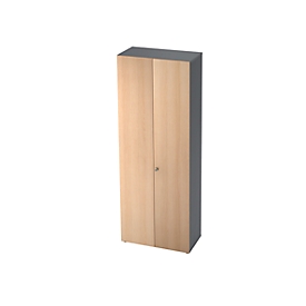 Schrank TOPAS LINE, Garderobenschrank, 6 Ordnerhöhen, B 800 mm, graphit/Eiche-Dekor