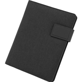 Schreibmappe Lightpak®, A5, Multifunktionsbänder, 1 Einsteckfach, Stifteschlaufe, Handy-/Tabletaufsteller, 1 Block, Magnetverschluss, RPET, anthrazit