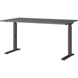 Schreibtisch Aalborg, mechanisch höhenverstellbar, bis 80 kg, Rechteck, C-Fuß, B 1400 x T 800 x H 680 - 910 mm, graphit/schwarzgrau