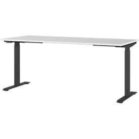 Schreibtisch Agenda, elektrisch höhenverstellbar, B 1800 x T 800 x H 720-1200 mm, Lichtgrau/Schwarz + Memory-USB-Panel