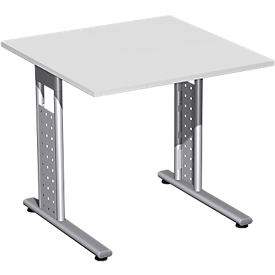 Schreibtisch ALICANTE, C-Fuß, Rechteck, B 800 x T 800 x H 680-820 mm, lichtgrau