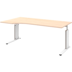 Schreibtisch BARI, C-Fuß, Anbau Schiebetürenschrank links, B 1800 mm, Ahorn-Dekor