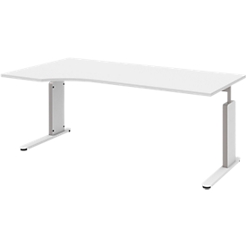 Schreibtisch BARI, C-Fuß, Anbau Schiebetürenschrank links, B 1800 mm, weiß