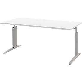 Schreibtisch BARI, Rechteck, Form A, C-Fuß, B 1600 x T 800 mm, weiß