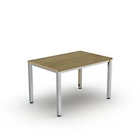 Schreibtisch Bexxstar, Rechteck, 4-Fuß Quadratrohr, B 1200 x H 740 mm, Eiche/chromsilber