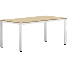 Schreibtisch Bexxstar, Rechteck, 4-Fuß Quadratrohr, B 1600 x T 800 x H 740 mm, Buche/chromsilber