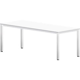 Schreibtisch Bexxstar, Rechteck, 4-Fuß Quadratrohr, B 2000 x T 1000 x H 740 mm, weiß/chromsilber