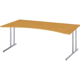 Schreibtisch Combitec, mit Cockpitplatte, C-Fuss, B 1800 mm, T 800/1000 mm, Ahorn 