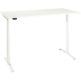 Schreibtisch, elektrisch höhenverstellbar, T-Fuss, B 1200 x T 800 x H 620-1270 mm, weiss + Memoryschalter