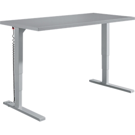 Schreibtisch Elements, elektrisch höhenverstellbar, B 1600 mm, C-Fuß, silber