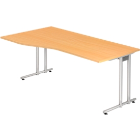 Schreibtisch JENA, C-Fuß, Freiform, B 1800 x T 1000 x H 720 mm, Buche-Dekor