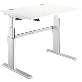 Schreibtisch Komfort, 2-stufig elektrisch höhenverstellbar, B 1200 mm, weiß/weißalu 
