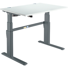 Schreibtisch Komfort, elektrisch höhenverstellbar, Rechteck, C-Fuss, B 1200 x T 800 x H 655-1305 mm, lichtgrau/anthrazit