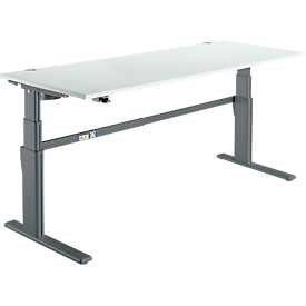 Schreibtisch Komfort, elektrisch höhenverstellbar, Rechteck, C-Fuß, B 1800 x T 800 x H 655-1305 mm, lichtgrau/anthrazit