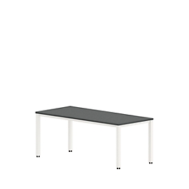 Schreibtisch NEVADA, 4-Fuss, Rechteck, Quadratrohr, B 1800 x T 800 x H 740 mm, dunkelgrau/weiss 