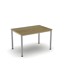 Schreibtisch NEVADA, 4-Fuß, Rechteck, Rundrohr, B 1200 x T 800 x H 720 mm, Eiche/alusilber