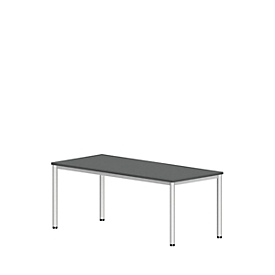 Schreibtisch NEVADA, 4-Fuss, Rechteck, Rundrohr, B 1800 x T 800 x H 740 mm, dunkelgrau/weiss 