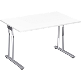 Schreibtisch PALENQUE, C-Fuß, Rechteck, B 1200 x T 800 x H 680-820 mm, weiß