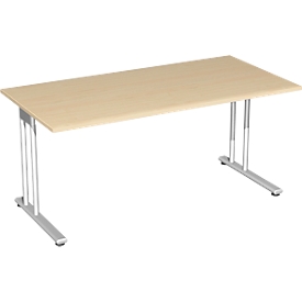 Schreibtisch PALENQUE, C-Fuß, Rechteck, B 1600 x T 800 x H 720 mm, Ahorn