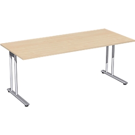 Schreibtisch PALENQUE, C-Fuß, Rechteck, B 1800 x T 800 x H 720 mm, Ahorn