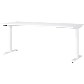 Schreibtisch Porto, elektrisch höhenverstellbar, T-Fuß, B 1800 x T 800 x H 720-1200 mm, weiß/weiß + Memory-USB-Panel