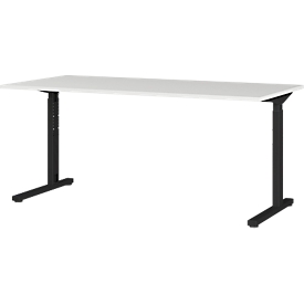 Schreibtisch Profi 2.0, mechanisch höheneinstellbar, B 1800 x T 800 x H 700 - 800 mm, lichtgrau/schwarz