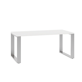 Schreibtisch QUANDOS BOX, Kufengestell, Rechteck, B 1600 x T 800 x H 720 - 820 mm, weiß 
