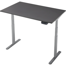 Schreibtisch, Rechteck, elektrisch höhenverstellbar, T-Fuß, B 1200 x T 800 x H 620-1280 mm, inkl. Memory Master, graphit/silber
