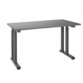 Schreibtisch Set Up, Rechteck, C-Fuß, B 1300 x T 650 x H 685-820 mm, graphit/graphit 