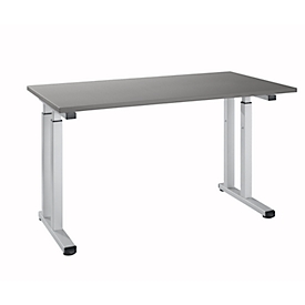 Schreibtisch Set Up, Rechteck, C-Fuß, B 1300 x T 650 x H 685-820 mm, graphit/weißaluminium