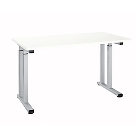 Schreibtisch Set Up, Rechteck, C-Fuss, B 1300 x T 650 x H 685-820 mm, weiss/weissaluminium 
