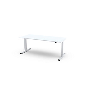 Schreibtisch SOLITÄR, elektr. höhenverstellbar, Rechteck, T-Fuß, mit Kabelkanal, B 2000 x T 800 mm