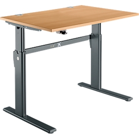 Schreibtisch Standard, elektrisch höhenverstellbar, Rechteck, C-Fuss, B 1200 x T 800 x H 725-1185 mm, Buche-Dekor/anthrazit