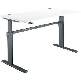 Schreibtisch Standard, elektrisch höhenverstellbar, Rechteck, C-Fuß, B 1600 x T 800 x H 725-1185 mm, weiß/anthrazit
