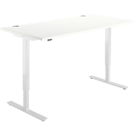 Schreibtisch Start Off, elektrisch höhenverstellbar, Rechteck, T-Fuß, B 1600 x T 800 x H 755-1255 mm, weiß