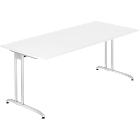Schreibtisch TARA, C-Fuß, Rechteck, B 1800 x T 800 x H 720 mm, weiß