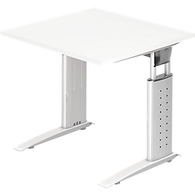 Schreibtisch TARVIS, C-Fuß, Quadrat, B 800 mm, Gestell weiß, höhenverstellbar, weiß