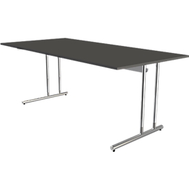Schreibtisch Toledo, höhenverstellbar, Rechteck, C-Fuss-Gestell, Breite 2000 mm, anthrazit