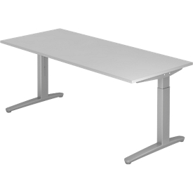Schreibtisch TOPAS LINE, manuell höheneinstellbar, B 1800 mm, lichtgrau/silber/silber