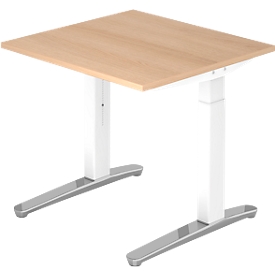 Schreibtisch TOPAS LINE, manuell höheneinstellbar, B 800 mm, Eiche/weiß/alu poliert