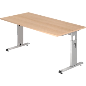 Schreibtisch ULM, C-Fuß, Rechteck, B 1600 x T 800 x H 650-850 mm, Eiche-Dekor