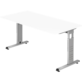 Schreibtisch ULM, C-Fuß, Rechteck, B 1600 x T 800 x H 650-850 mm, weiß