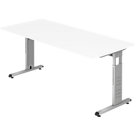 Schreibtisch ULM, C-Fuß, Rechteck, B 1800 x T 800 x H 650-850 mm, weiß