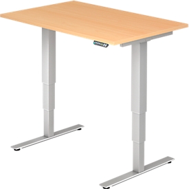Schreibtisch ULM, elektrisch, höhenverstellbar, B 1200 mm, Buche-Dekor