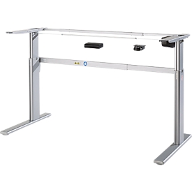 Schreibtischgestell Standard, für Tischbreiten 1200-1800 mm, elektrisch höhenverstellbar, H 725-1185 mm, C-Fuß, weißaluminium
