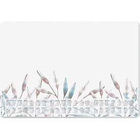 Schreibunterlage Sigel Frosted Leaves, A2, 30 Blatt mit Motiv, mehrsprachiges 3-Jahres-Kalendarium für 2025-2027, FSC®-Mix Papier, mehrfarbig