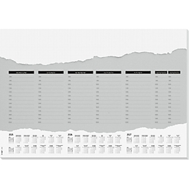Schreibunterlage Sigel Weekly Planner, A2, 52 Blatt, Tages- und Wochenplaner, mehrsprachiges 3-Jahres-Kalendarium für 2025-2027, FSC®-Mix Papier, grau-weiss