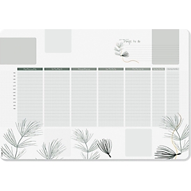 Schreibunterlage Sigel Weekly Planner Nature, A2, 30 Blatt, mehrsprachiger undatierter Wochenplaner, ohne Kalendarium, FSC®-Mix Papier, olivgrün-weiss