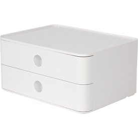 Schubladenbox HAN Allison Smart-Box, 2 Schübe mit Trennwänden, Kabelhalter, stapelbar, ABS-Kunststoff, weiss